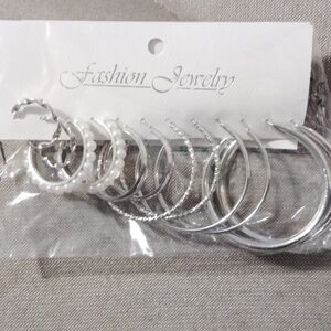 6 pk. Silver hoop earrings for pierced ears